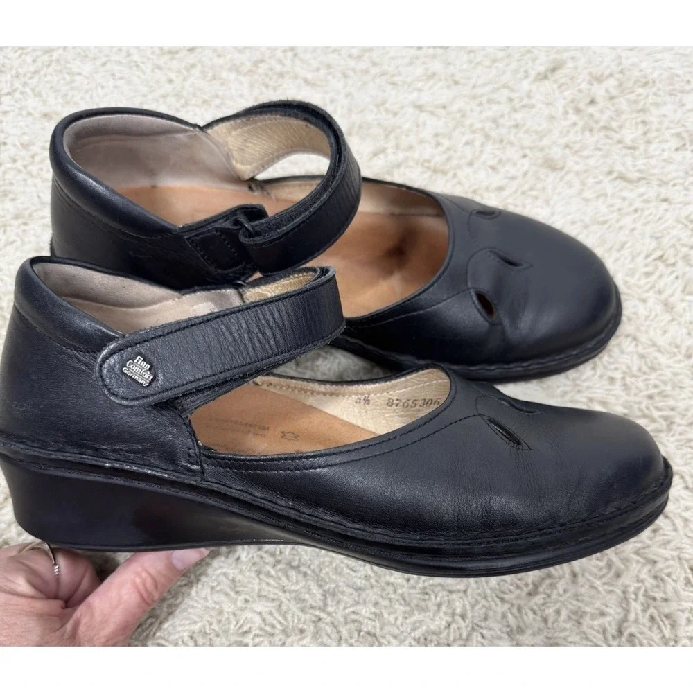 Finn‎ Comfort Women's Black Leather Mary Jane Shoes Size 8 Support Classic Retro